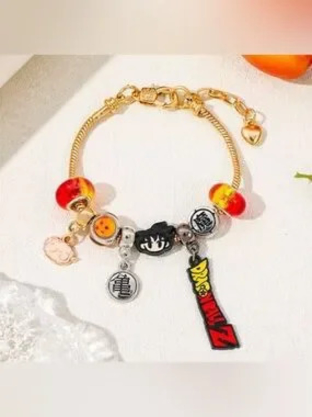Gold Plated Dragon Ball Z Themed Charm Bracelet Adjustable Anime Unisex Design